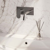 BRAUER Brushed Edition inbouw wastafelmengkraan met gebogen uitloop en rozetten model C2 RVS geborsteld PVD