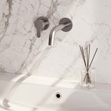 BRAUER Brushed Edition inbouw wastafelmengkraan met gebogen uitloop en rozetten model D2 RVS geborsteld PVD