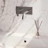 BRAUER Brushed Edition inbouw wastafelmengkraan met gebogen uitloop en rozetten model D2 RVS geborsteld PVD