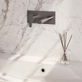 BRAUER Brushed Edition inbouw wastafelmengkraan met rechte uitloop en rozetten model D2 RVS geborsteld PVD