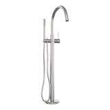 BRAUER Brushed Carving vrijstaande badmengkraan SET 01 met staaf handdouche en doucheslang RVS geborsteld PVD
