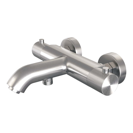 BRAUER Brushed Carving opbouw baddouche thermostaatkraan SET 01 met glijstang en staaf handdouche en doucheslang RVS geborsteld PVD