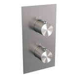 BRAUER Brushed Carving 3-weg inbouwthermostaat met in- en afbouwdelen RVS geborsteld PVD