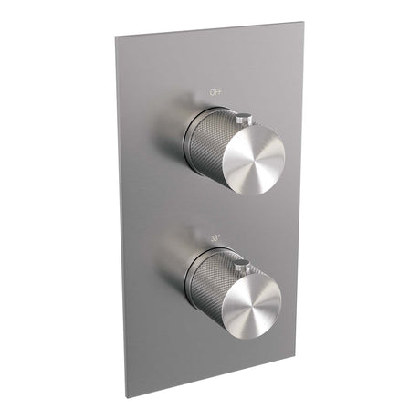 BRAUER Brushed Carving 3-weg inbouwthermostaat met in- en afbouwdelen RVS geborsteld PVD