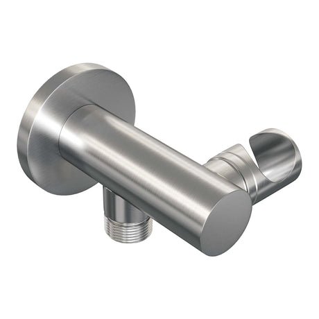 BRAUER Brushed Carving thermostatische inbouw badkraan SET 01 met uitloop en staaf handdouche en doucheslang en wandaansluitbocht RVS geborsteld PVD