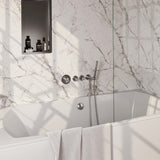BRAUER Brushed Carving thermostatische inbouw badkraan SET 01 met badvulcombinatie en staaf handdouche en doucheslang en wandaansluitbocht RVS geborsteld PVD