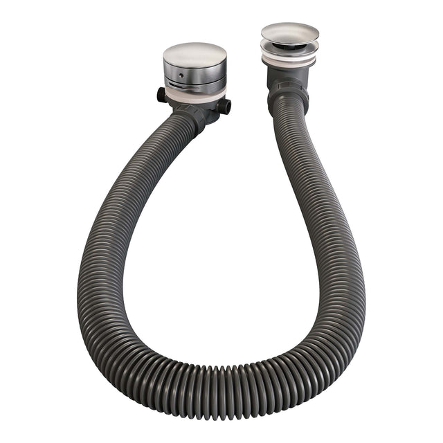 BRAUER Brushed Carving thermostatische inbouw badkraan SET 01 met badvulcombinatie en staaf handdouche en doucheslang en wandaansluitbocht RVS geborsteld PVD