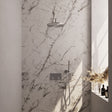 BRAUER Brushed Edition thermostatische inbouw regendouche met drukknoppen SET 52 met 30 cm douchekop en gebogen muurarm en staaf handdouche en doucheslang en wandaansluitbocht RVS geborsteld PVD