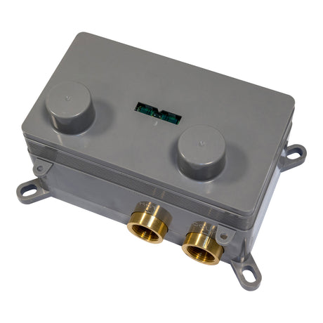 BRAUER Brushed Carving thermostatische inbouw badkraan met drukknoppen SET 03 met badvulcombinatie en staaf handdouche en doucheslang en wandaansluitbocht RVS geborsteld PVD 5-NG-212
