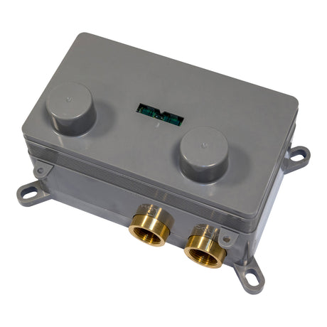 BRAUER Brushed Carving thermostatische inbouw badkraan met drukknoppen SET 04 met uitloop en 3-standen handdouche en doucheslang en wandaansluitbocht RVS geborsteld PVD 5-NG-215