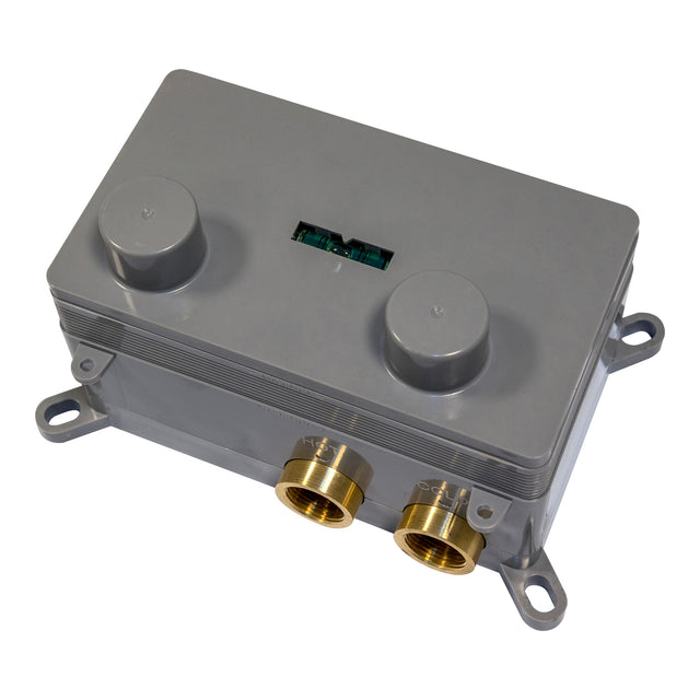 BRAUER Brushed Carving thermostatische inbouw badkraan met drukknoppen SET 04 met uitloop en 3-standen handdouche en doucheslang en wandaansluitbocht RVS geborsteld PVD 5-NG-215