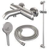 BRAUER Brushed Edition opbouw baddouche thermostaatkraan SET 02 met glijstang en 3-standen handdouche en doucheslang RVS geborsteld PVD 5-NG-231
