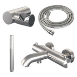 BRAUER Brushed Edition opbouw baddouche thermostaatkraan SET 03 met wandhouder en staaf handdouche en doucheslang RVS geborsteld PVD 5-NG-232