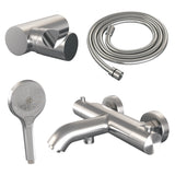 BRAUER Brushed Edition opbouw baddouche thermostaatkraan SET 04 met wandhouder en 3-standen handdouche en doucheslang RVS geborsteld PVD 5-NG-233