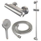 BRAUER Brushed Edition opbouw douche thermostaatkraan SET 02 met glijstang en 3-standen handdouche en doucheslang RVS geborsteld PVD 5-NG-236