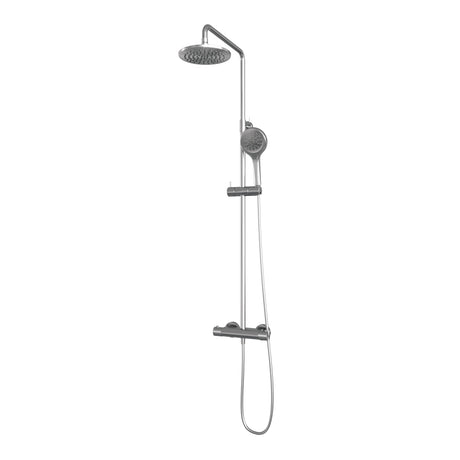 BRAUER Brushed Carving opbouw thermostatische regendouche SET 02 met 20 cm hoofddouche en 3-standen handdouche en doucheslang RVS geborsteld PVD 5-NG-254