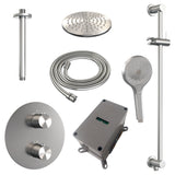 BRAUER Brushed Edition thermostatische inbouw regendouche 3-weg rond SET 95 met 20 cm douchekop en plafondarm en 3-standen handdouche en doucheslang en geÃ¯ntegreerde glijstang RVS geborsteld PVD 5-NG-289
