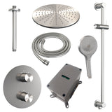 BRAUER Brushed Edition thermostatische inbouw regendouche 3-weg rond SET 96 met 30 cm douchekop en plafondarm en 3-standen handdouche en doucheslang en geÃ¯ntegreerde glijstang RVS geborsteld PVD 5-NG-290