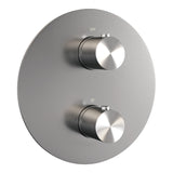 BRAUER Brushed Carving thermostatische inbouw regendouche 3-weg rond SET 76 met 30 cm douchekop en gebogen muurarm en staaf handdouche en doucheslang en wandaansluitbocht RVS geborsteld PVD 5-NG-294