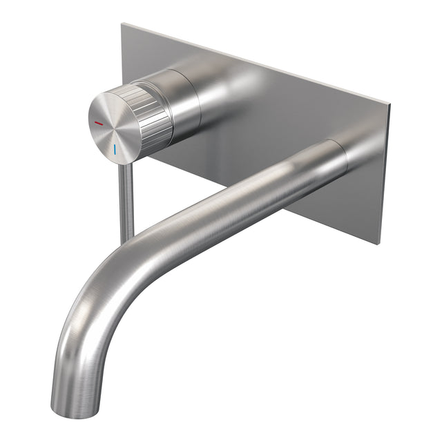 BRAUER Stripe inbouw wastafelmengkraan met gebogen uitloop en afdekplaat model A2 RVS-kleurig geborsteld PVD 5-NG-333