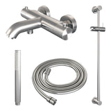 BRAUER Stripe opbouw baddouche thermostaatkraan SET 01 met glijstang en staaf handdouche en doucheslang RVS-kleurig geborsteld PVD 5-NG-340