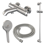 BRAUER Stripe opbouw baddouche thermostaatkraan SET 02 met glijstang en 3-standen handdouche en doucheslang RVS-kleurig geborsteld PVD 5-NG-341