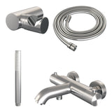 BRAUER Stripe opbouw baddouche thermostaatkraan SET 03 met wandhouder en staaf handdouche en doucheslang RVS-kleurig geborsteld PVD 5-NG-342