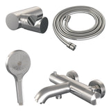 BRAUER Stripe opbouw baddouche thermostaatkraan SET 04 met wandhouder en 3-standen handdouche en doucheslang RVS-kleurig geborsteld PVD 5-NG-343