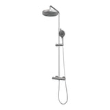 BRAUER Stripe opbouw thermostatische regendouche SET 02 met 25 cm hoofddouche en 3-standen handdouche en doucheslang RVS-kleurig geborsteld PVD 5-NG-349