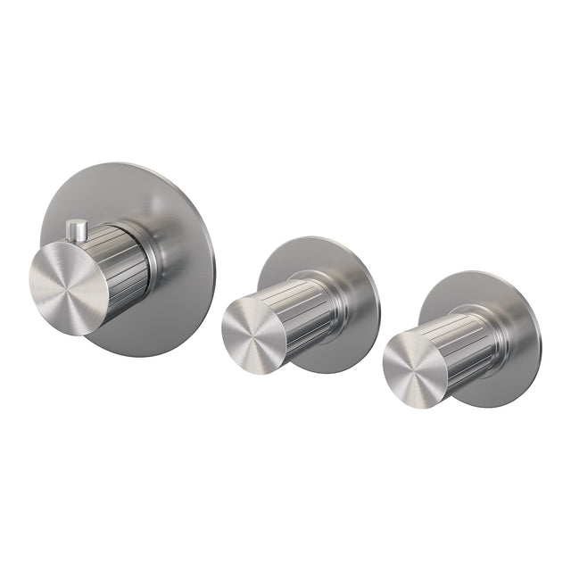 BRAUER Stripe inbouwthermostaat en 2 stopkranen met in- en afbouwdelen RVS-kleurig geborsteld PVD 5-NG-350