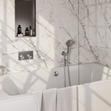 BRAUER Stripe thermostatische inbouw badkraan met drukknoppen SET 04 met badvulcombinatie en 3-standen handdouche en doucheslang en wandaansluitbocht RVS-kleurig geborsteld PVD 5-NG-362