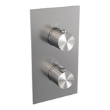 BRAUER Stripe thermostatische inbouw regendouche 3-weg rechthoekig SET 16 met 25 cm douchekop en rechte muurarm en 3-standen handdouche en doucheslang en wandaansluitbocht RVS-kleurig geborsteld PVD 5-NG-395