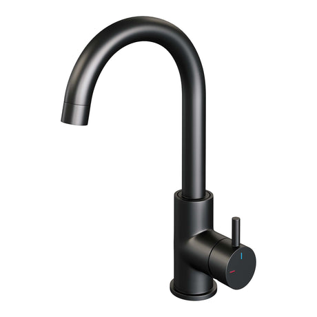 BRAUER Black Edition hoge opbouw wastafelmengkraan met draaibare ronde uitloop model B mat zwart