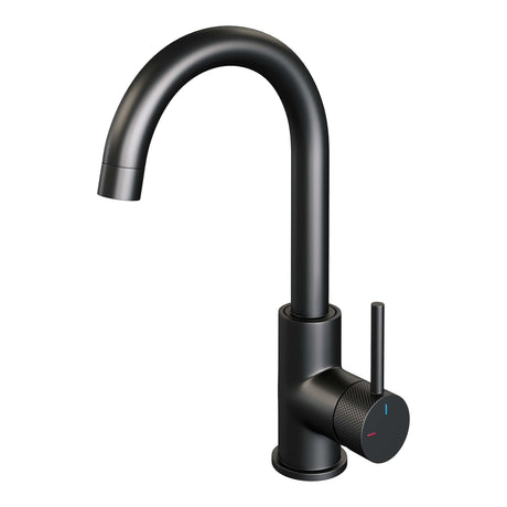 BRAUER Black Carving hoge opbouw wastafelmengkraan met draaibare ronde uitloop model A mat zwart 5-S-003-R4