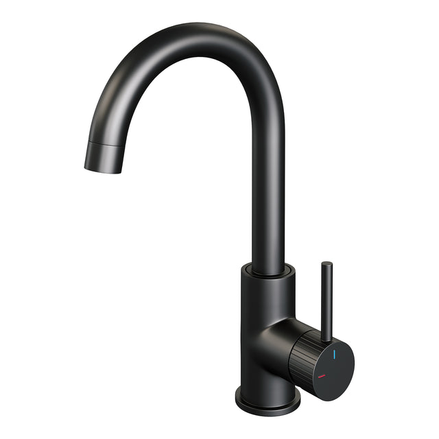 BRAUER Stripe hoge opbouw wastafelmengkraan met draaibare ronde uitloop model A mat zwart 5-S-003-R5