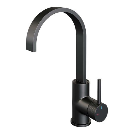 BRAUER Black Carving hoge opbouw wastafelmengkraan met draaibare platte uitloop model A mat zwart 5-S-003-S4