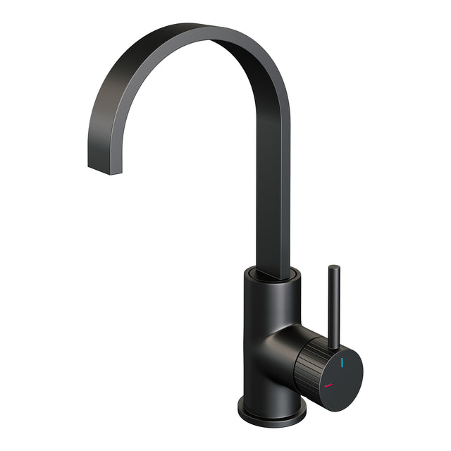 BRAUER Stripe hoge opbouw wastafelmengkraan met draaibare platte uitloop model A mat zwart 5-S-003-S5