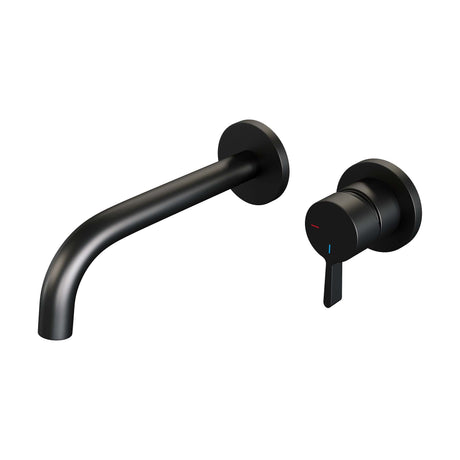 BRAUER Black Edition inbouw wastafelmengkraan met gebogen uitloop en rozetten model E1 mat zwart