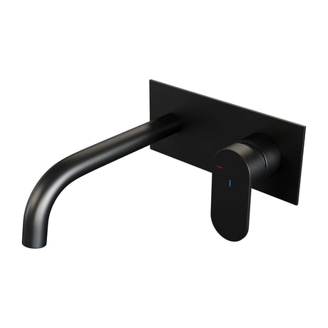 BRAUER Black Edition inbouw wastafelmengkraan met gebogen uitloop en afdekplaat model C1 mat zwart