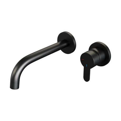 BRAUER Black Edition inbouw wastafelmengkraan met gebogen uitloop en rozetten model D1 mat zwart