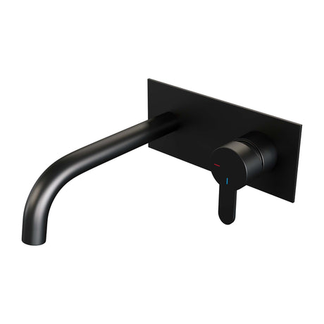 BRAUER Black Edition inbouw wastafelmengkraan met gebogen uitloop en afdekplaat model D1 mat zwart