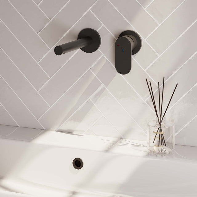 BRAUER Black Edition inbouw wastafelmengkraan met rechte uitloop en rozetten model C1 mat zwart