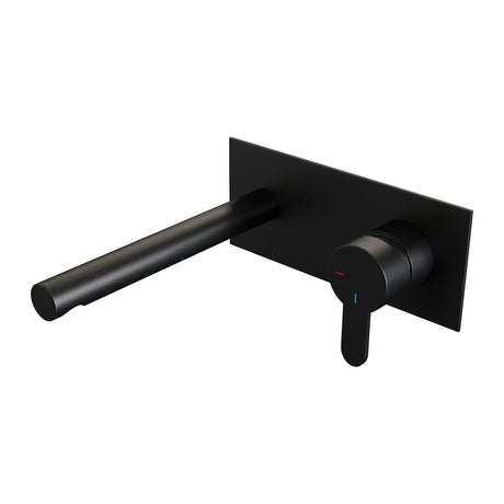 BRAUER Black Edition inbouw wastafelmengkraan met rechte uitloop en afdekplaat model D1 mat zwart