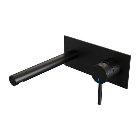 BRAUER Black Carving inbouw wastafelmengkraan met rechte uitloop en afdekplaat model A1 mat zwart 5-S-004-S6