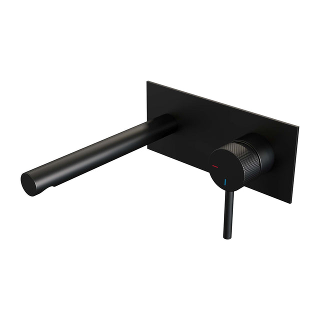 BRAUER Black Carving inbouw wastafelmengkraan met rechte uitloop en afdekplaat model A1 mat zwart 5-S-004-S6