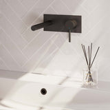 BRAUER Black Carving inbouw wastafelmengkraan met rechte uitloop en afdekplaat model A1 mat zwart 5-S-004-S6