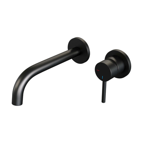 BRAUER Black Edition inbouw wastafelmengkraan met gebogen uitloop en rozetten model A1 mat zwart
