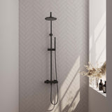 BRAUER Black Edition opbouw thermostatische regendouche SET 01 met 20 cm douchekop en staaf handdouche en doucheslang mat zwart