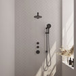 BRAUER Black Edition thermostatische inbouw regendouche SET 19 met 20 cm douchekop en rechte muurarm en 3-standen handdouche en doucheslang en geïntegreerde glijstang mat zwart