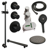 BRAUER Black Edition thermostatische inbouw regendouche SET 19 met 20 cm douchekop en rechte muurarm en 3-standen handdouche en doucheslang en geïntegreerde glijstang mat zwart